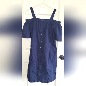 LOFT Navy Blue Cotton Dress size L